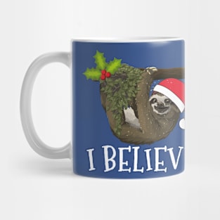 I Believe Funny Santa Sloth Father Christmas Festive Shirt Mug